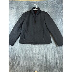 Gallery Jacket Womens Medium Black Quilted Full Zip Winter Wear Fleece Lined